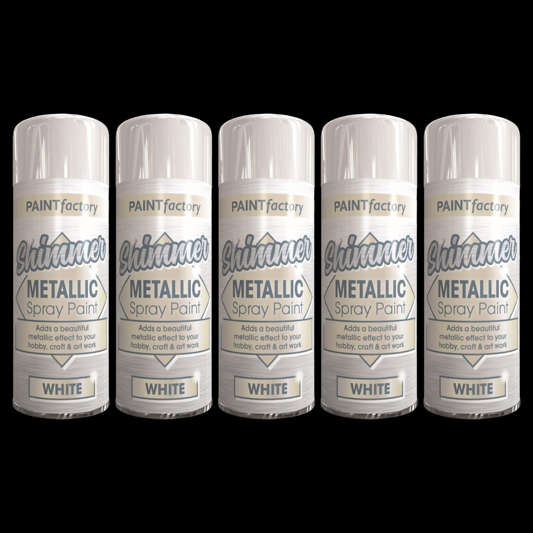5X Paint Factory White Metallic Spray Paint 200ml Spray Paint