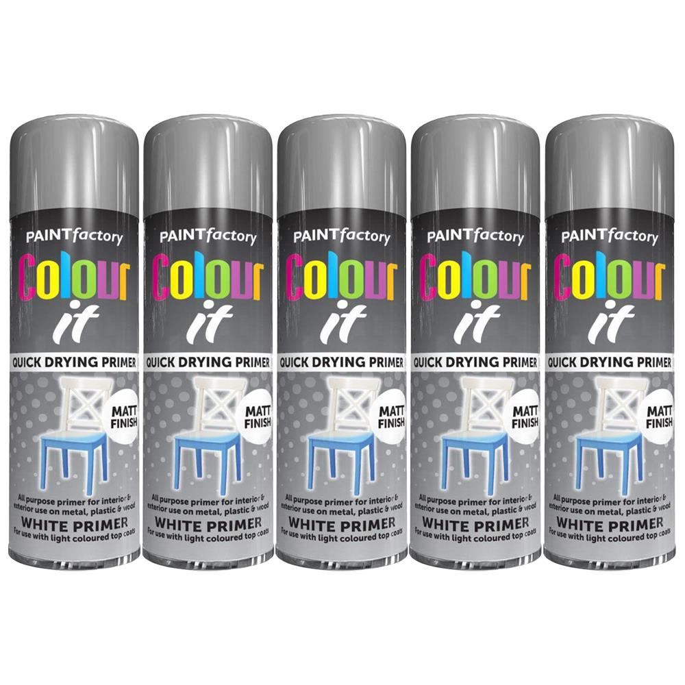 5X Paint Factory Auto White Primer Spray 250ml Spray Paint