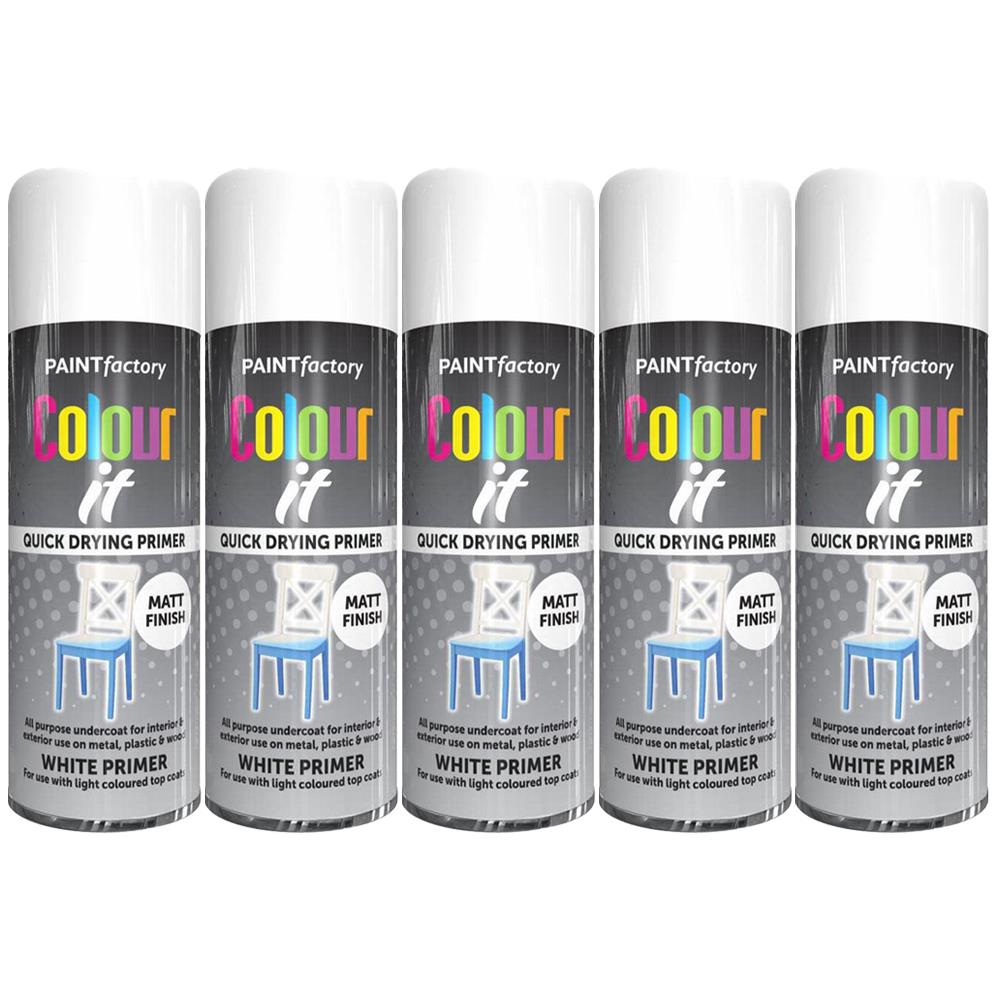 5X Paint Factory White Primer Spray Paint 400ml Spray Paint
