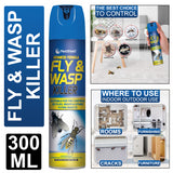 PestShield Fly & Wasp Killer Spray 300ml for effective control of flying insects indoors and outdoors