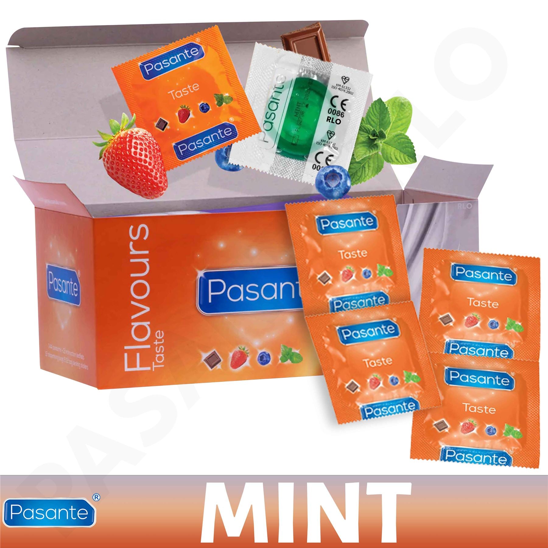 12X Pasante Mint Tingle Flavoured Latex Condoms Male Condom