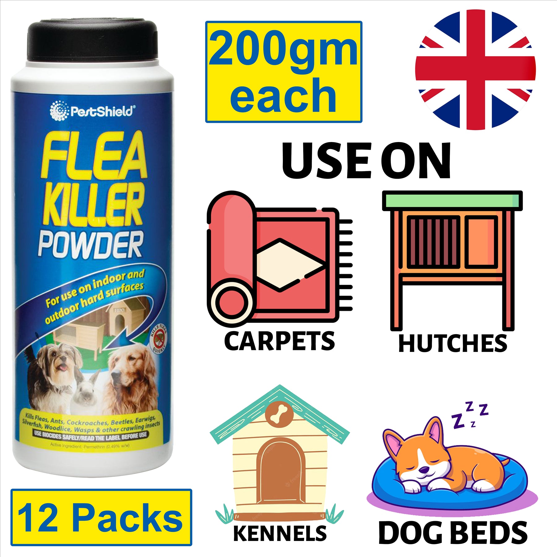 12X Flea Killer Powder 200G Pet supplies