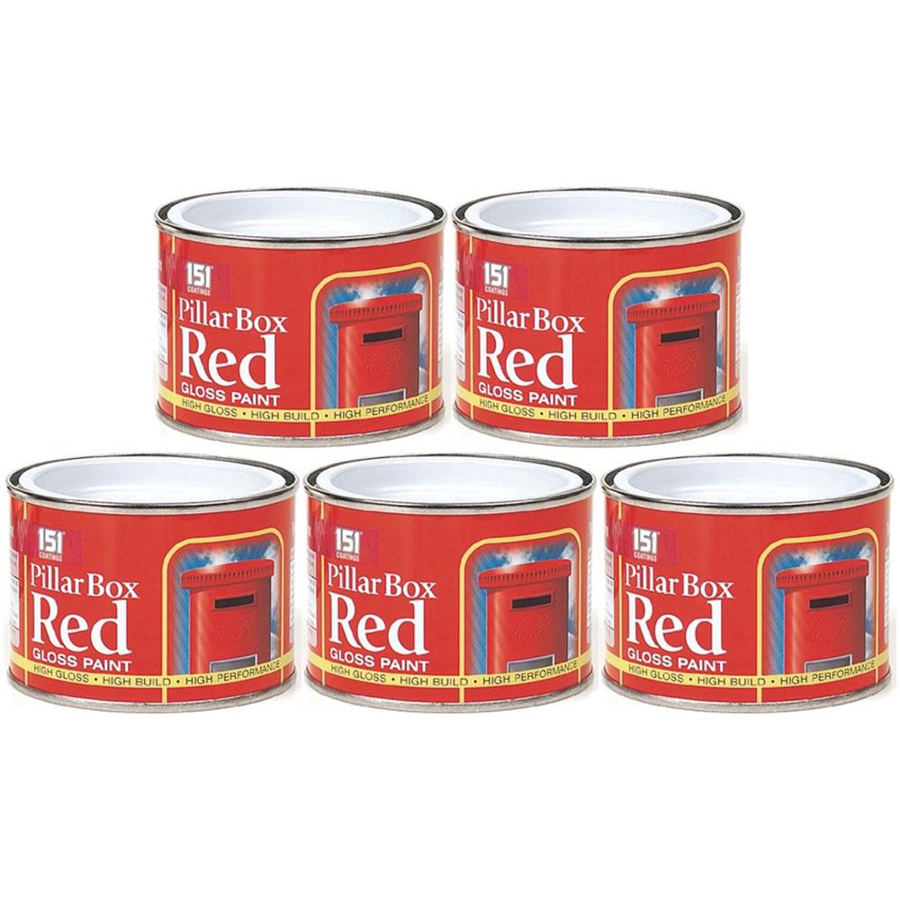 5X Pillar Box Red Paint Tin 180ml Tin Paint