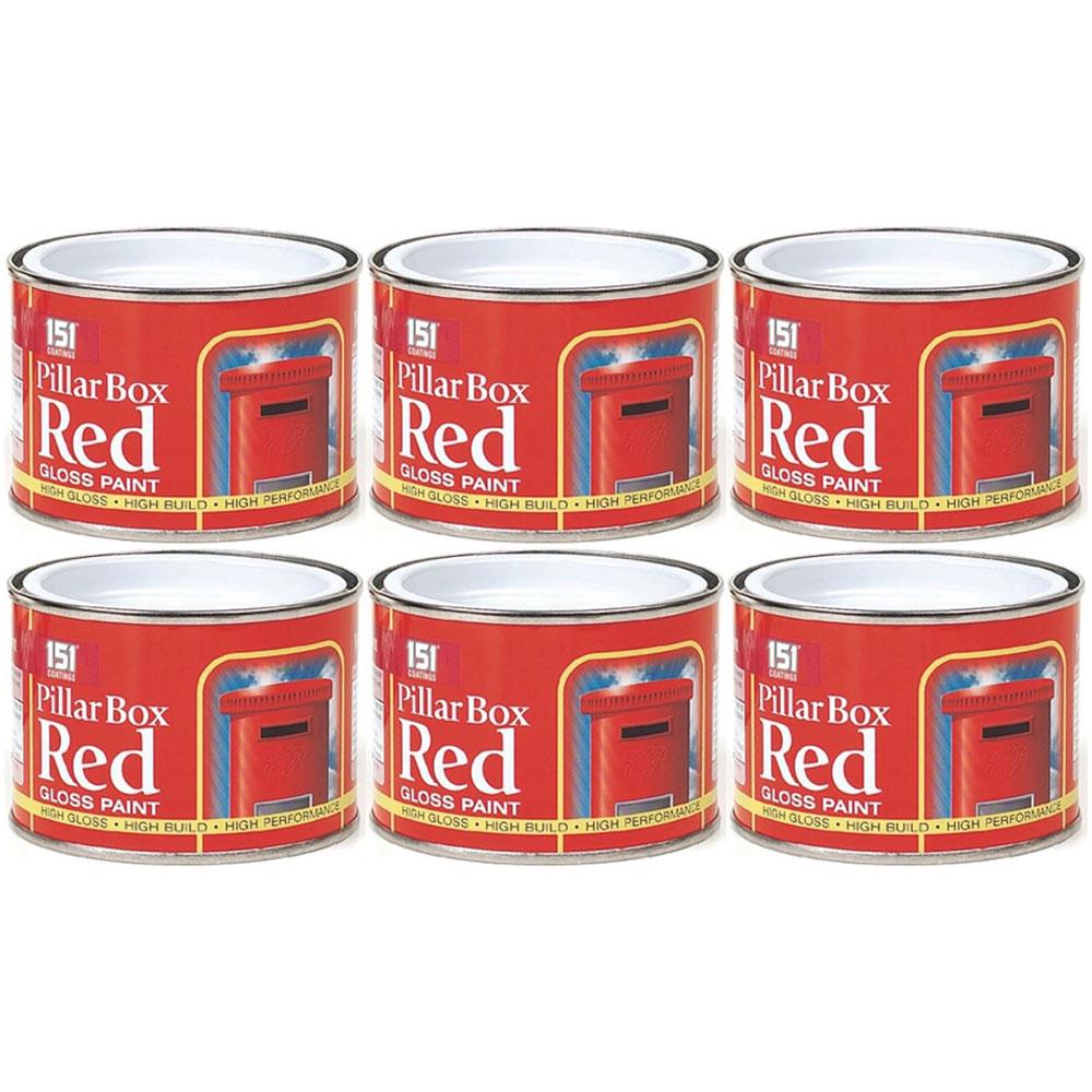 6X Pillar Box Red Paint Tin 180ml Tin Paint