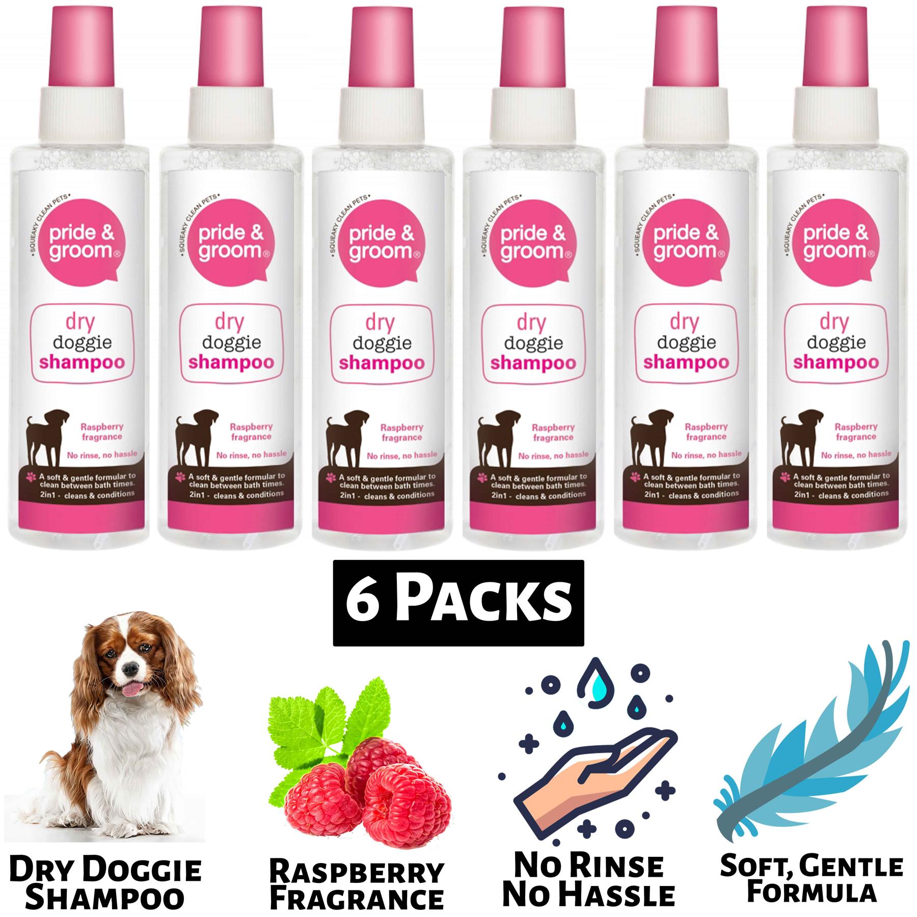 6X Pride & Groom Raspberry Dry Dog Shampoo 200ml Pet supplies