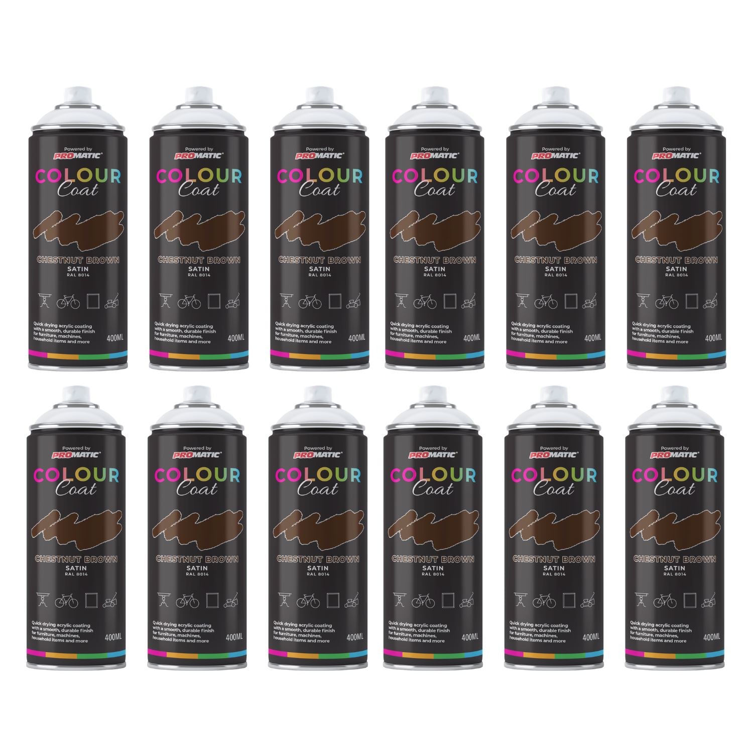 Colour Coat Spray Paint Cans in Various Shades for Crafting and DIY, ideal for paint with spray gun
