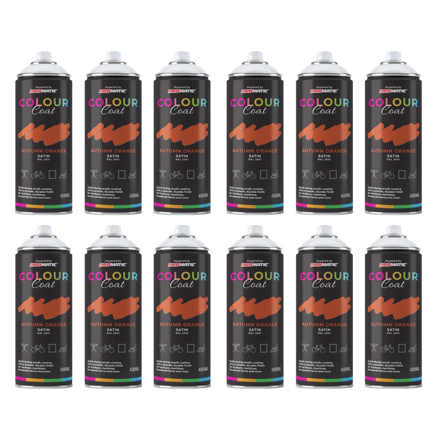 Colour Coat Autumn Orange Spray Paint Cans for smooth, even application using paint with spray gun