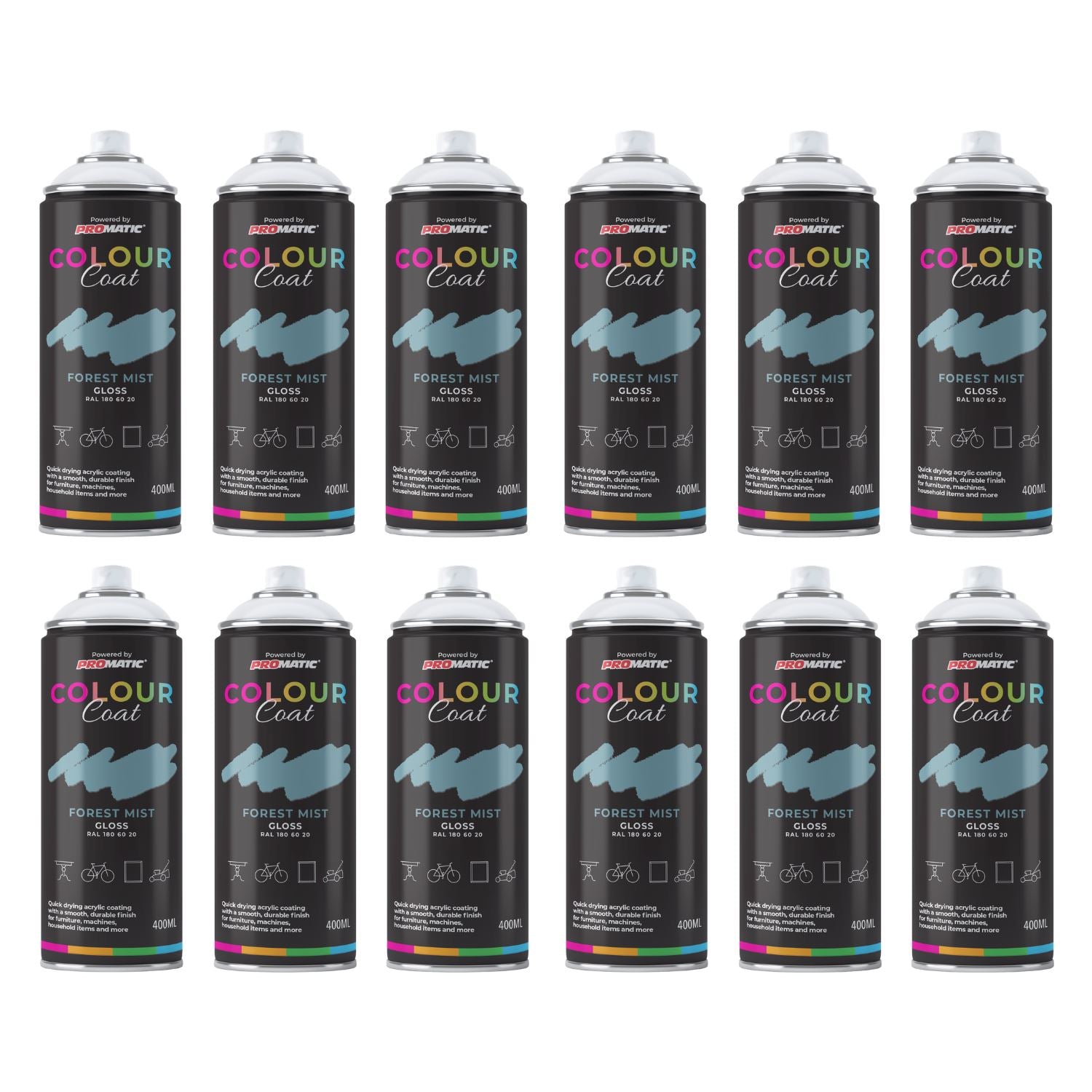Colour Coat Forest Mist Spray Paint Cans for use with paint with spray gun
