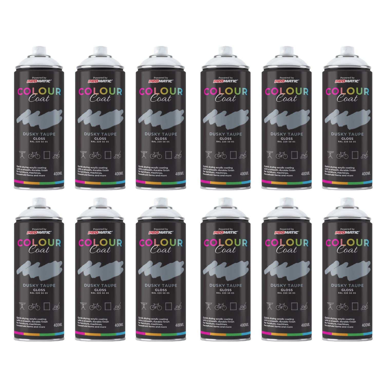 Colour Coat Dusky Taupe Spray Paint Cans for DIY projects, ideal for paint with spray gun applications
