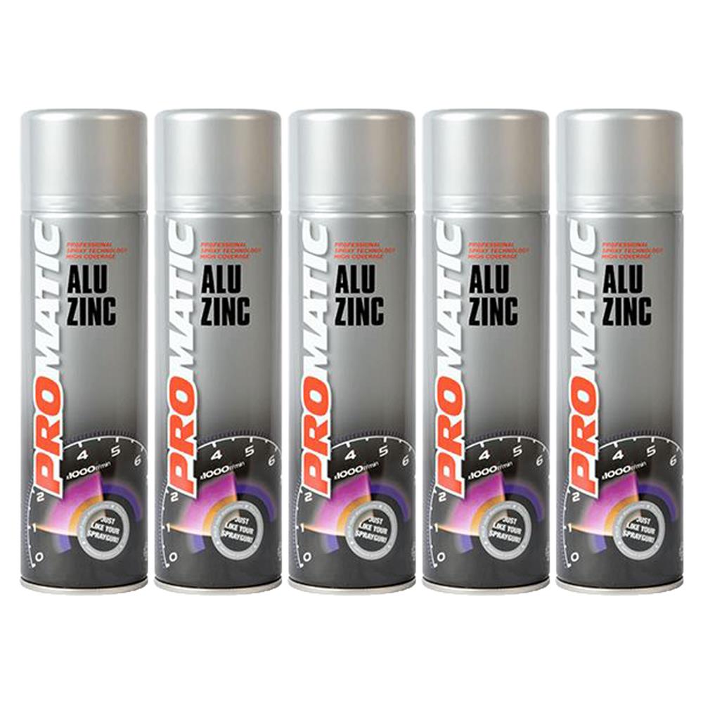 5X Promatic Alu Zinc Spray Paint 500ml Spray Paint