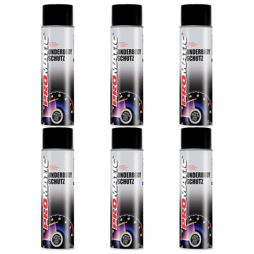 6X Promatic Black Underbody Spray Paint 500ml Spray Paint