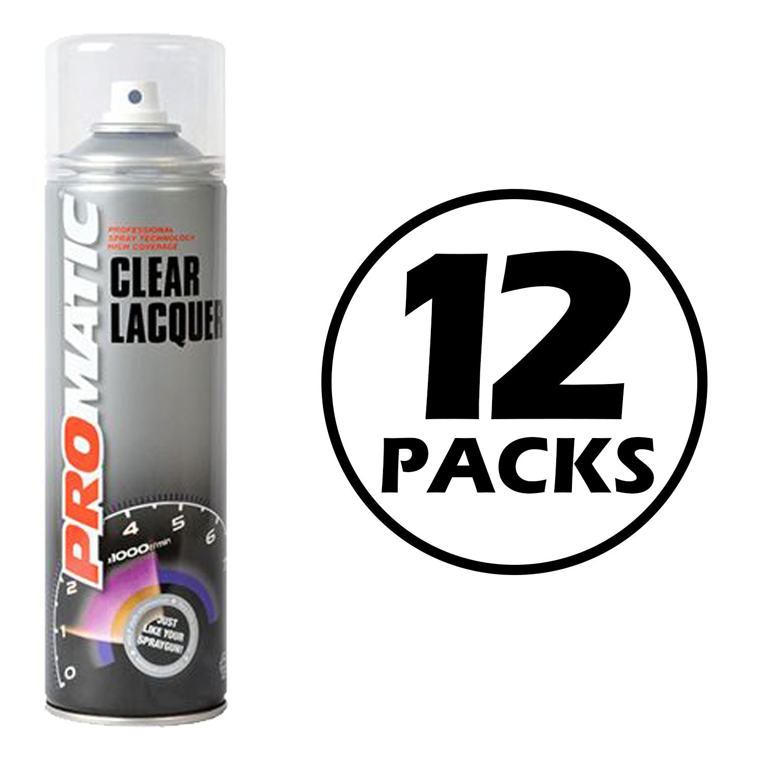 12X Promatic Clear Lacquer Spray Paint 500ml Spray Paint