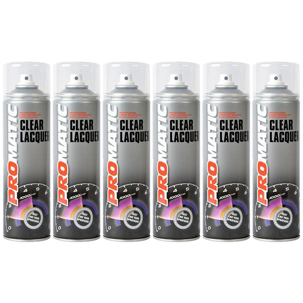 6X Promatic Clear Lacquer Spray Paint 500ml Spray Paint
