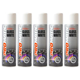 5X Promatic Gloss White Spray Paint 500ml Spray Paint