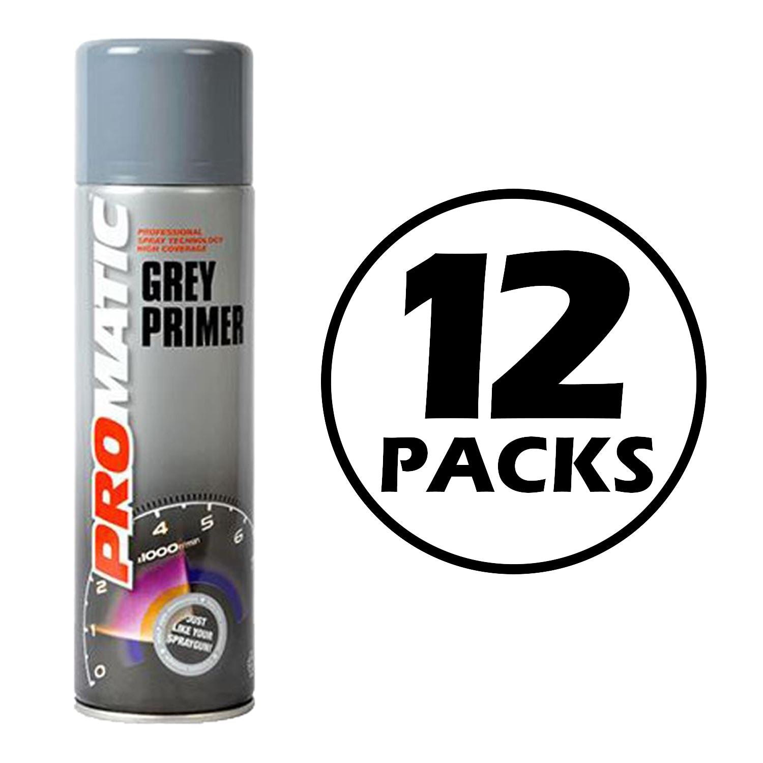12X Promatic Grey Primer Spray 500ml Spray Paint