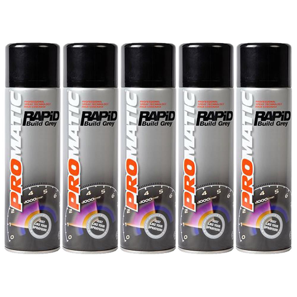 5X Promatic Rapid Build Grey Primer Spray 500ml Spray Paint