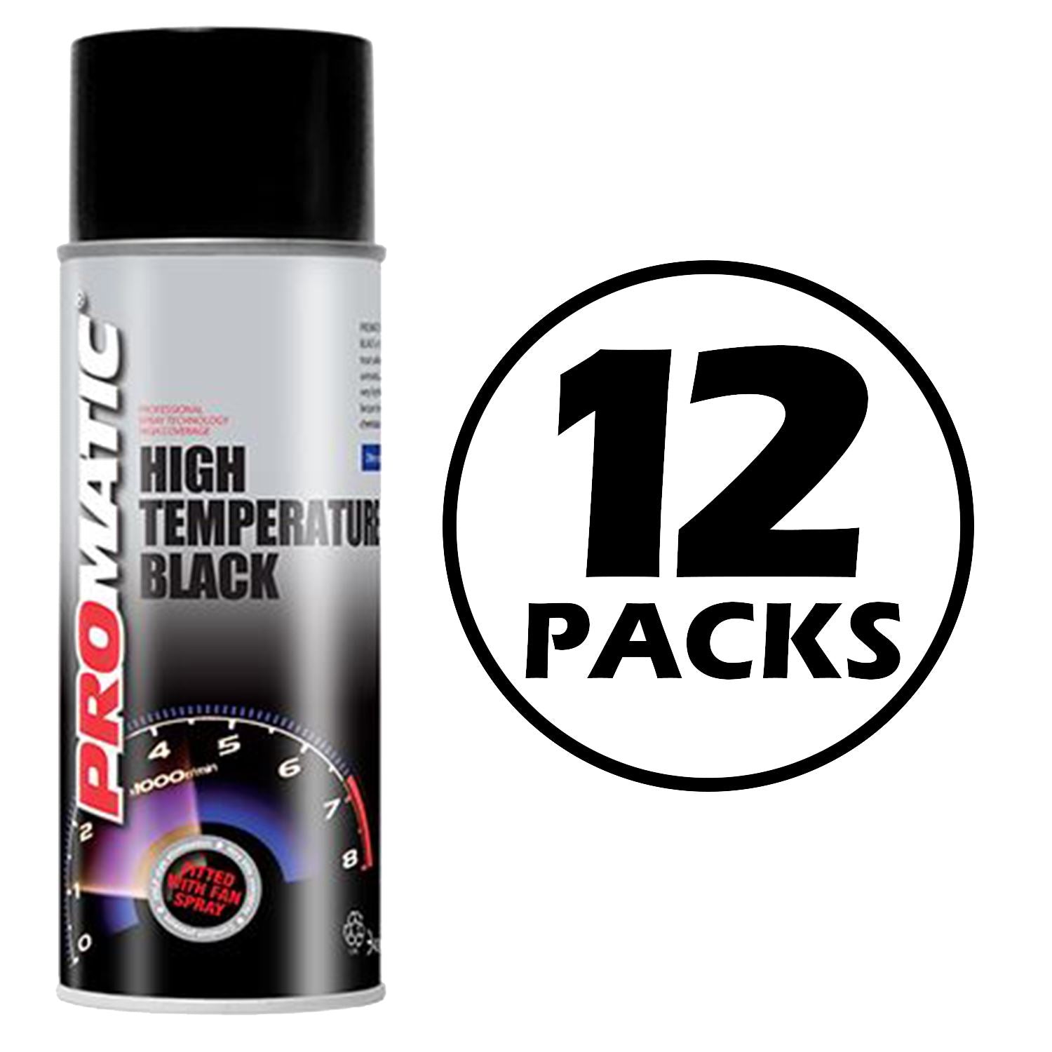 12X Promatic Black High Temperature Spray Paint 400ml Spray Paint