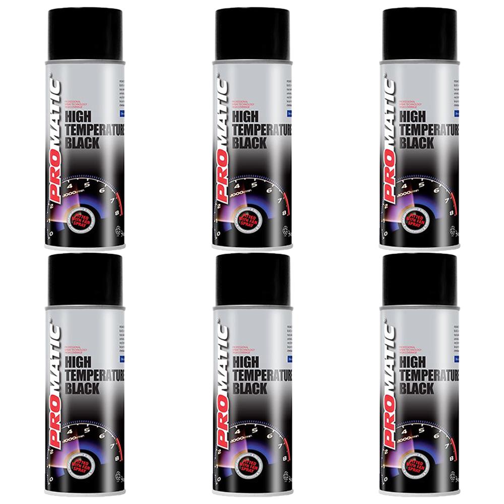 6X Promatic Black High Temperature Spray Paint 400ml Spray Paint