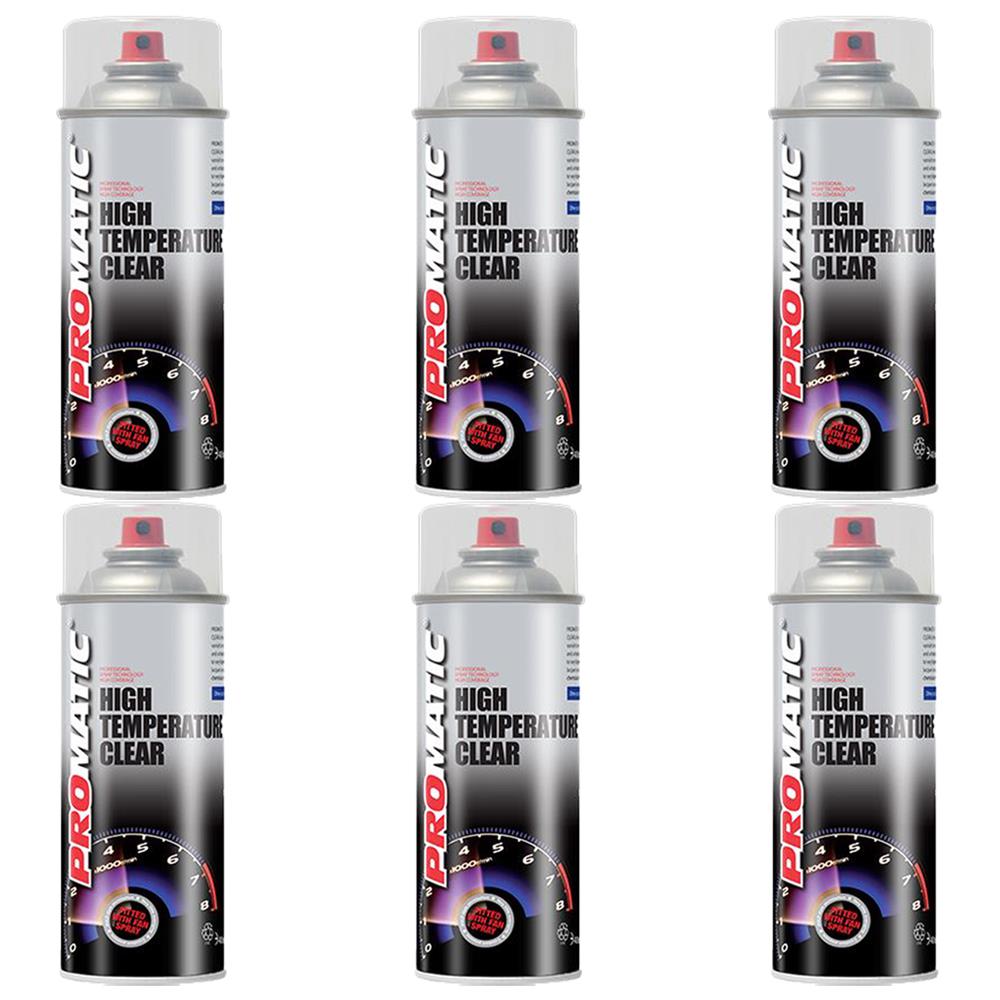6X Promatic Clear High Temperature Spray Paint 400ml Spray Paint