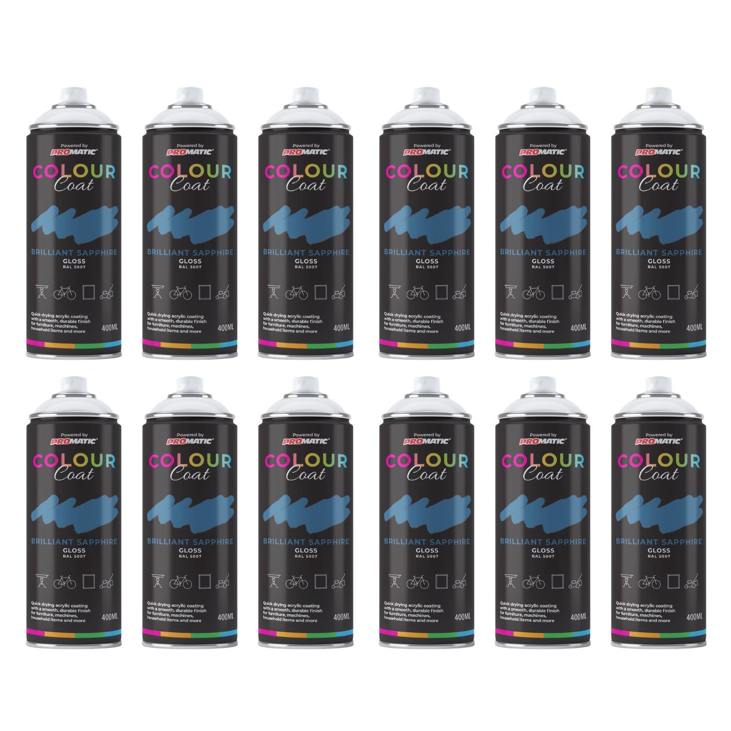 Colour Coat Spray Paint Cans in Various Colours for Paint with Spray Gun Applications