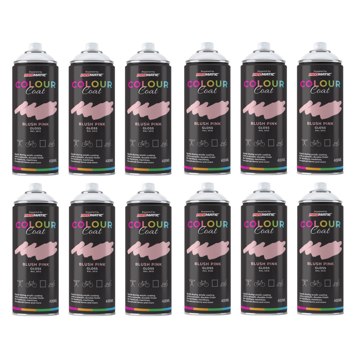 Colour Coat Blush Pink Spray Paint Cans Ideal for Use with Paint with Spray Gun Projects