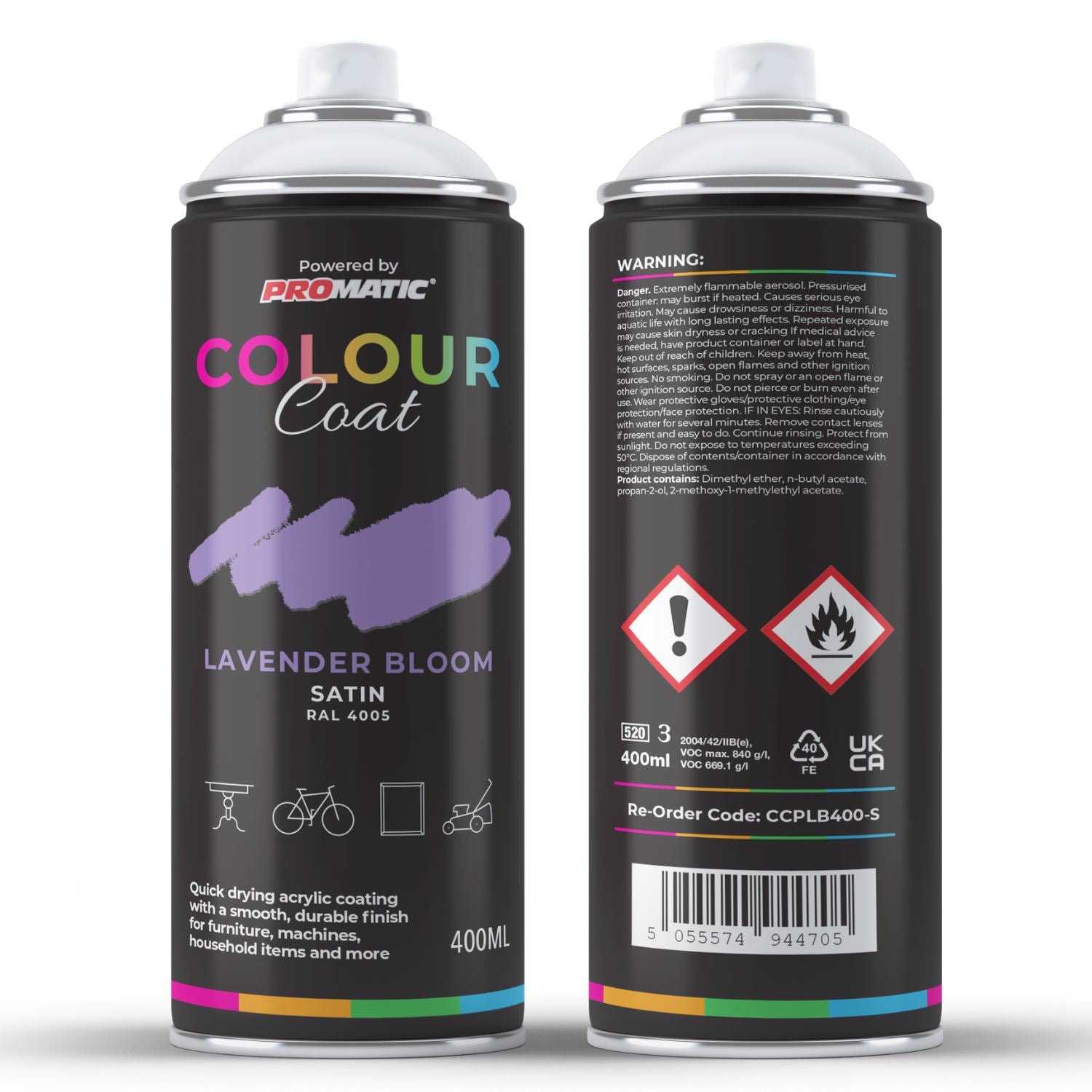 Colour Coat Lavender Bloom Satin Spray Paint Can for use with spray gun, durable and quick-drying
