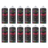 Colour Coat red color spray paint cans arranged in a grid, suitable for various surfaces