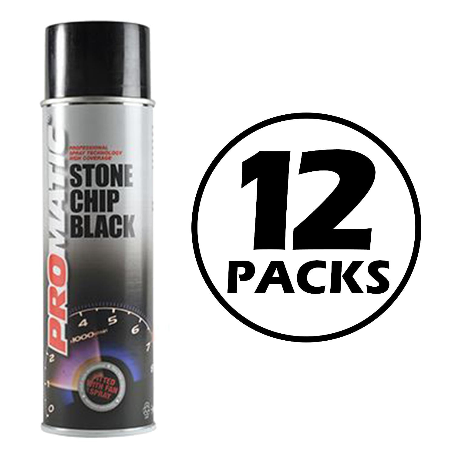 12X Promatic Stonechip Black Spray Paint 500ml Spray Paint
