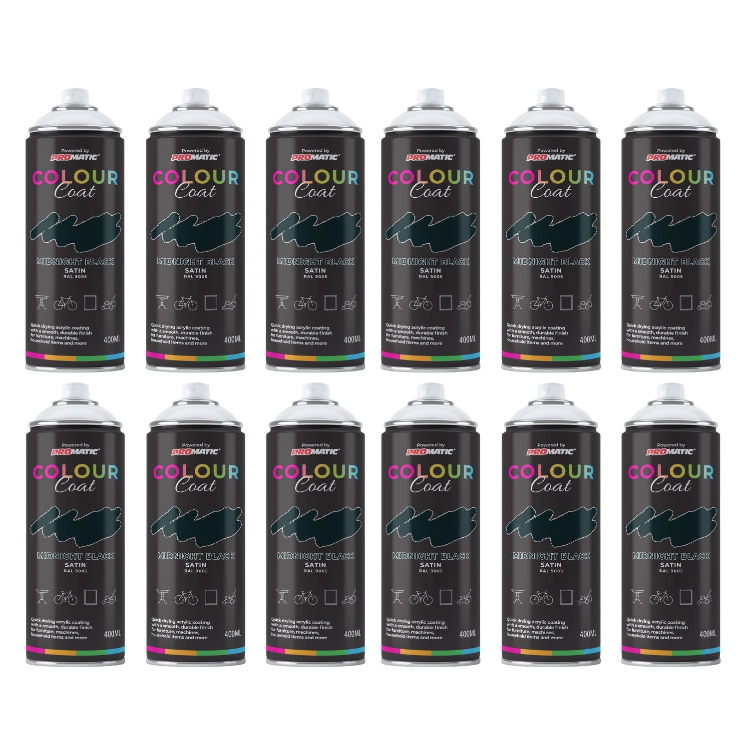 Collection of Colour Coat Spray Paint Cans in unique colours for various DIY projects