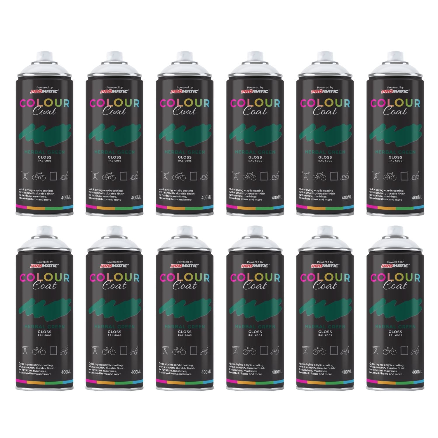 Colour Coat spray paint collection in unique colours for creative projects and touch-ups