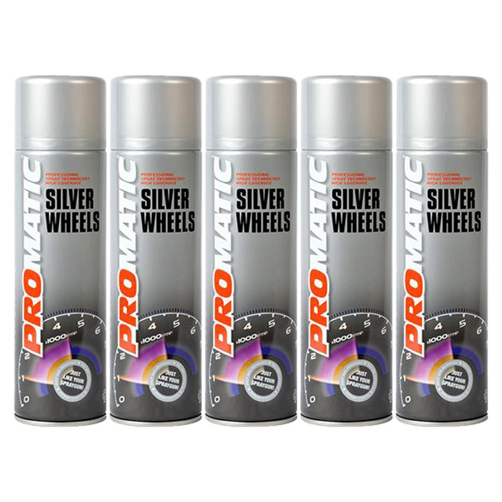5X Promatic Wheel Silver Spray Paint 500ml Spray Paint