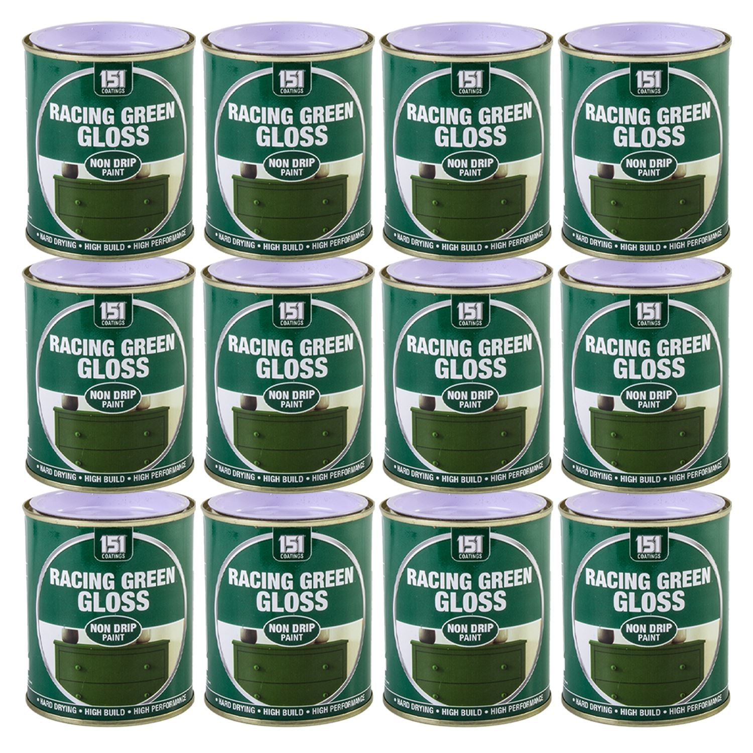 12X Racing Green Gloss Non-Drip Paint 300ml Tin Paint