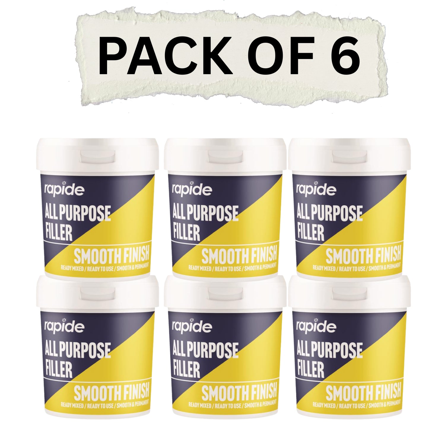 Pack of 6 Rapide all purpose wall filler pack with smooth finish for seamless repairs