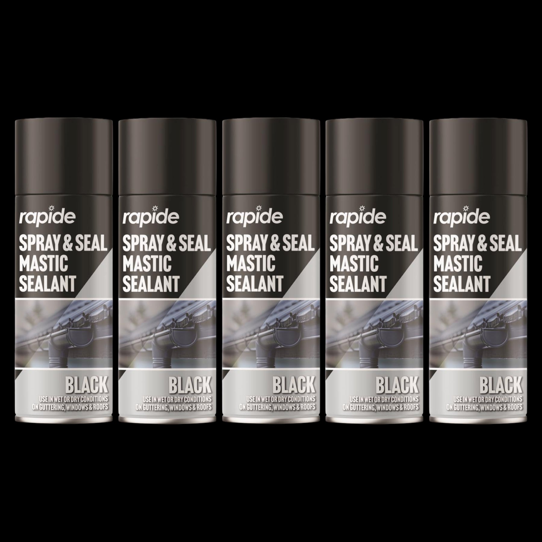 5X Rapide Spray And Seal 400ml Black Sealant