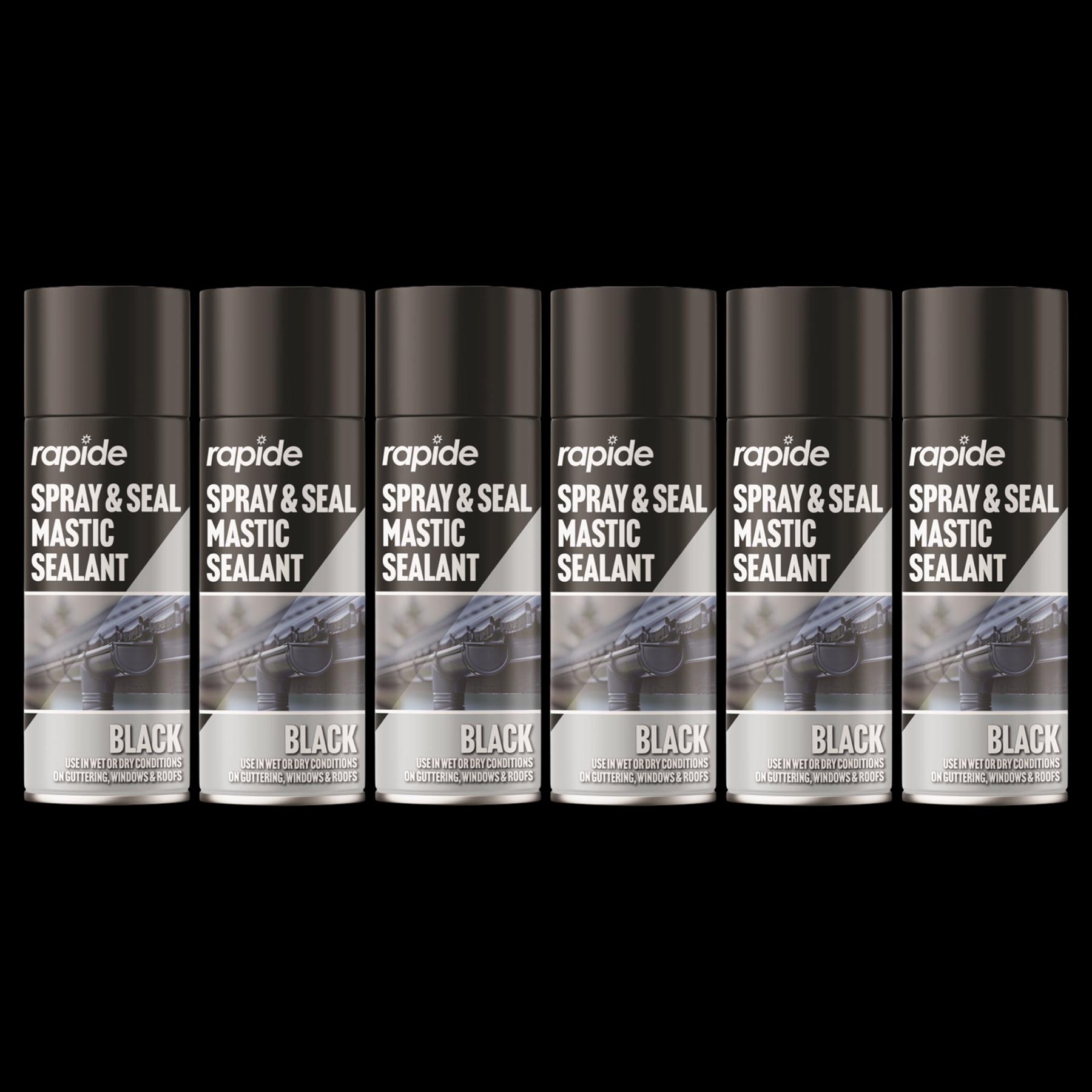 6X Rapide Spray And Seal 400ml Black Sealant
