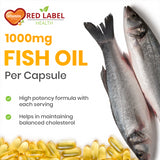 Red Label Health Omega 3 fish oil capsules 1000mg for maintaining balanced cholesterol
