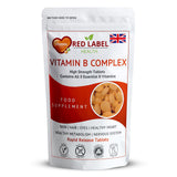 Red Label Health Vitamin B Complex tablets UK in a pouch for energy and wellness support