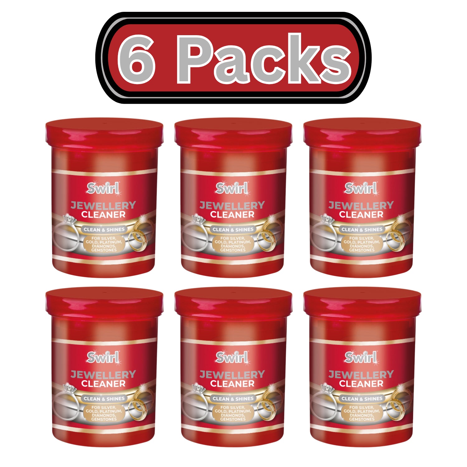 Swirl Jewellery Cleaner Liquid in 6 Packs for Effective Cleaning and Shining of Precious Items