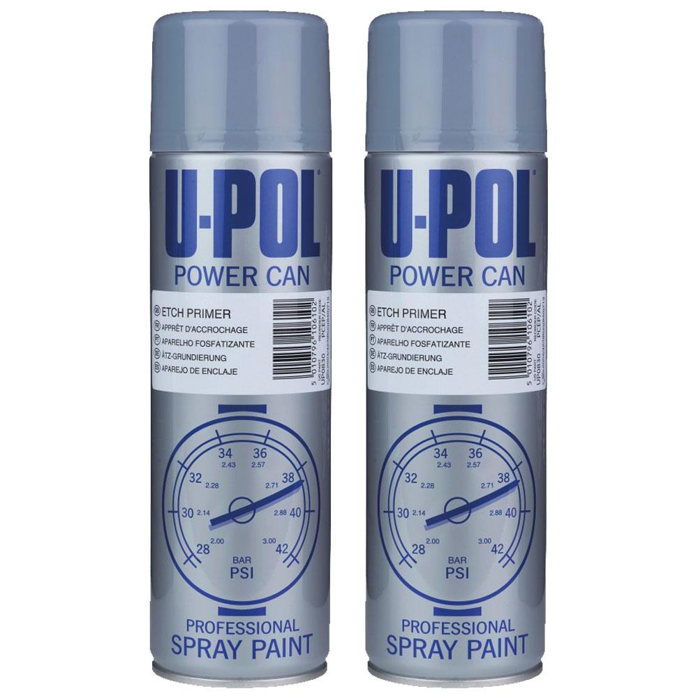 2X Upol Power Can Etch Primer High Build Aerosol Spray 500ml Spray Paint