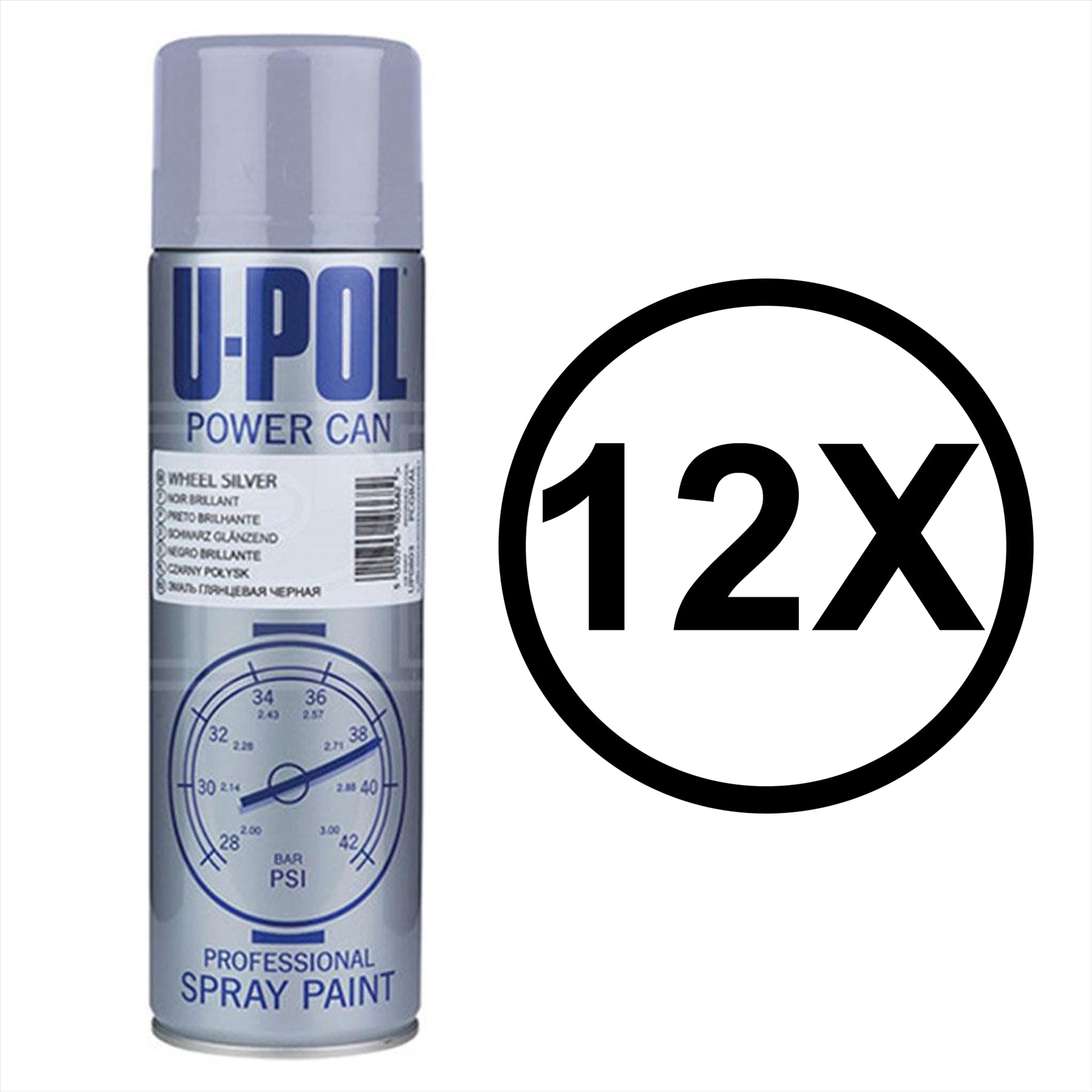 U-POL alloy wheel silver spray paint can with professional finish and high coverage