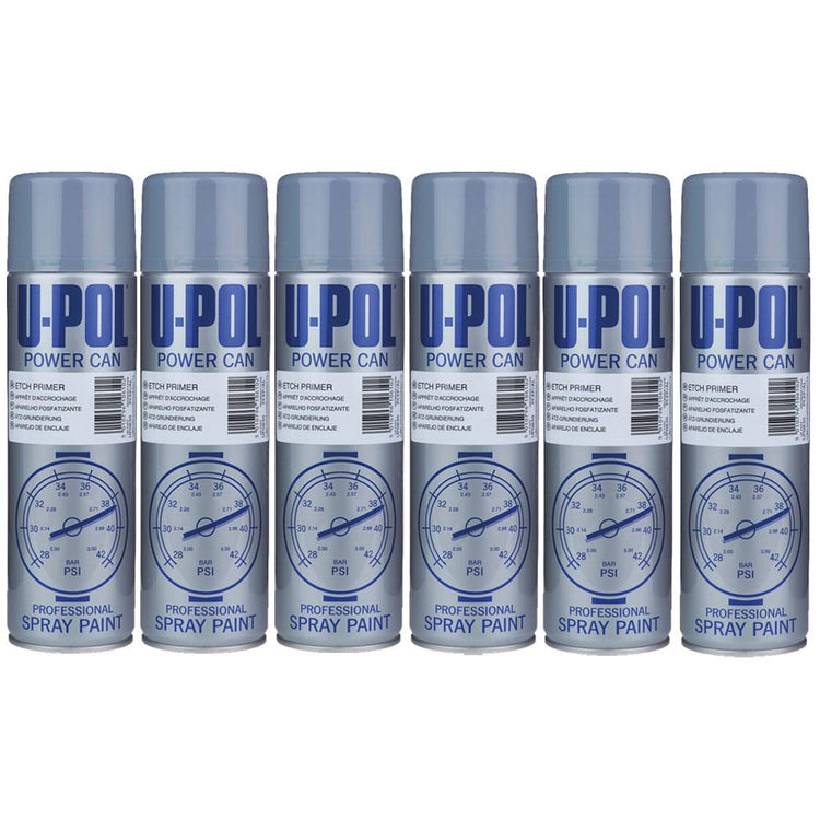6X Upol Power Can Etch Primer High Build Aerosol Spray 500ml Spray Paint