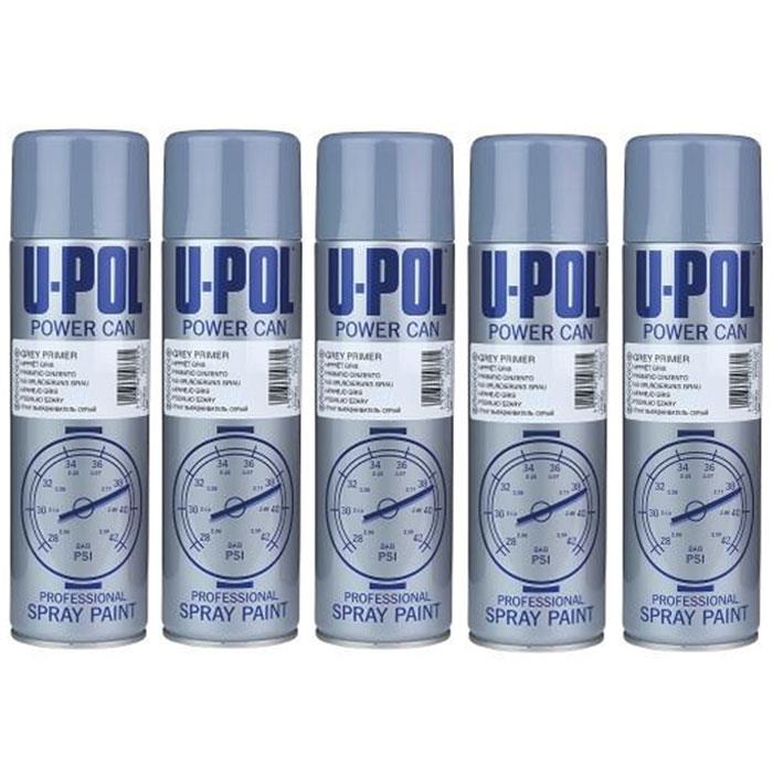 5X Upol Power Can Build Grey Primer Aerosol Spray 500ml Spray Paint