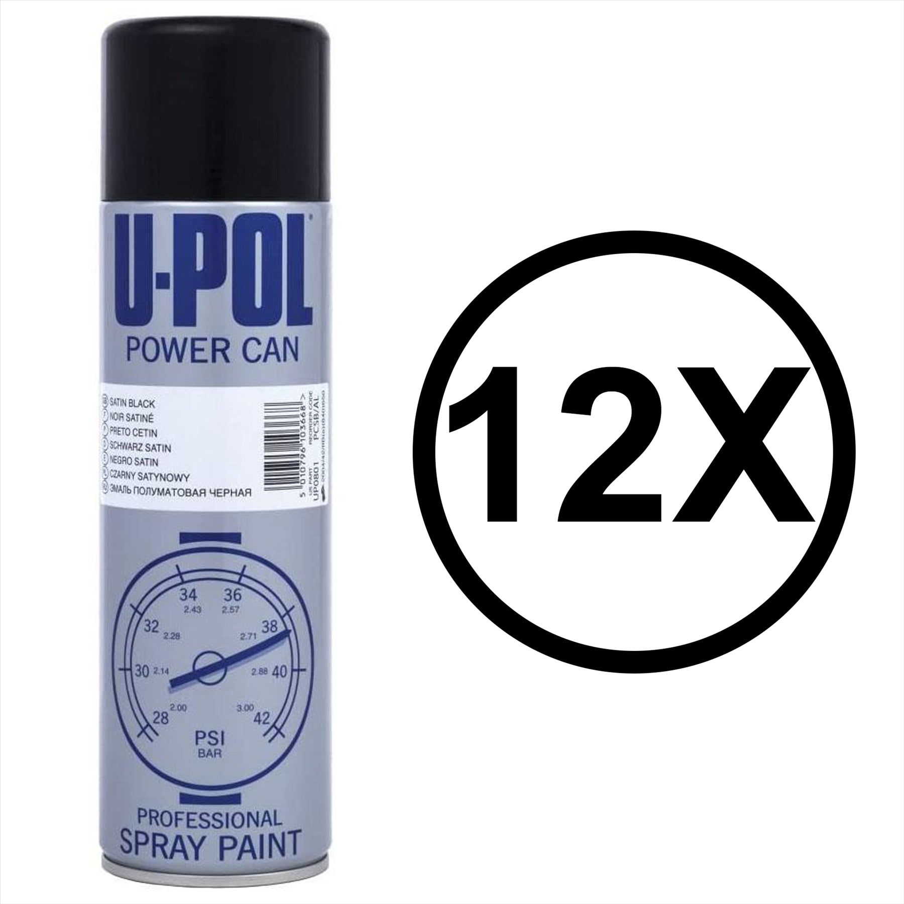 U-POL Power Can satin black spray paint for professional use with high pressure formulation