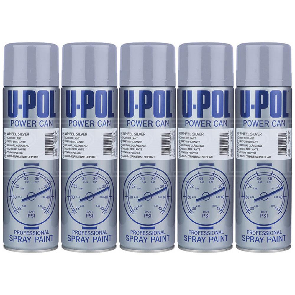 5X Upol Power Can Alloy Wheel Silver Aerosol Spray 500ml Spray Paint