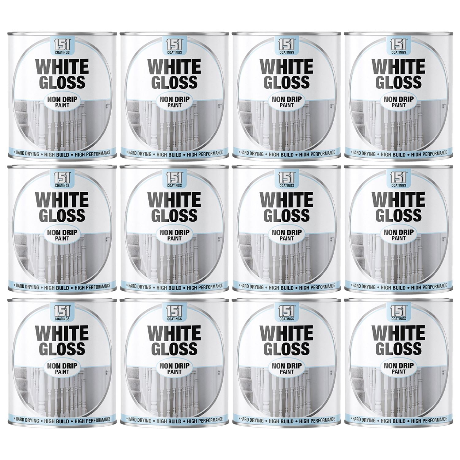 12X White Gloss Non-Drip Paint 300ml Tin Paint