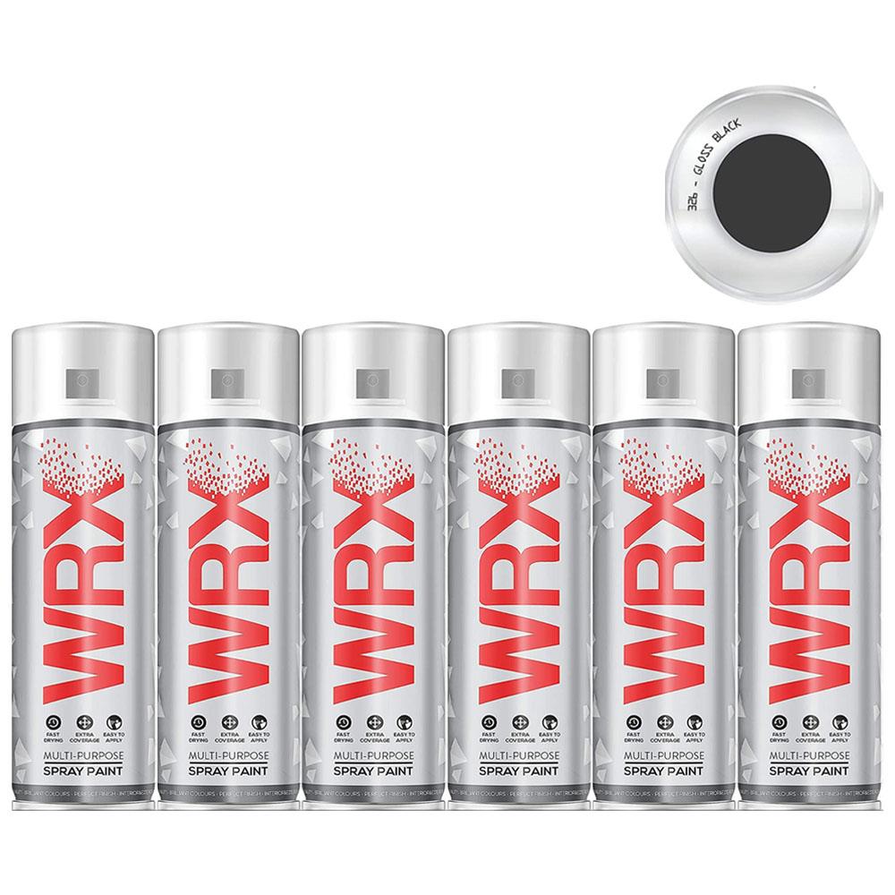 6X WRX Gloss Black Spray Paint 400ml Spray Paint