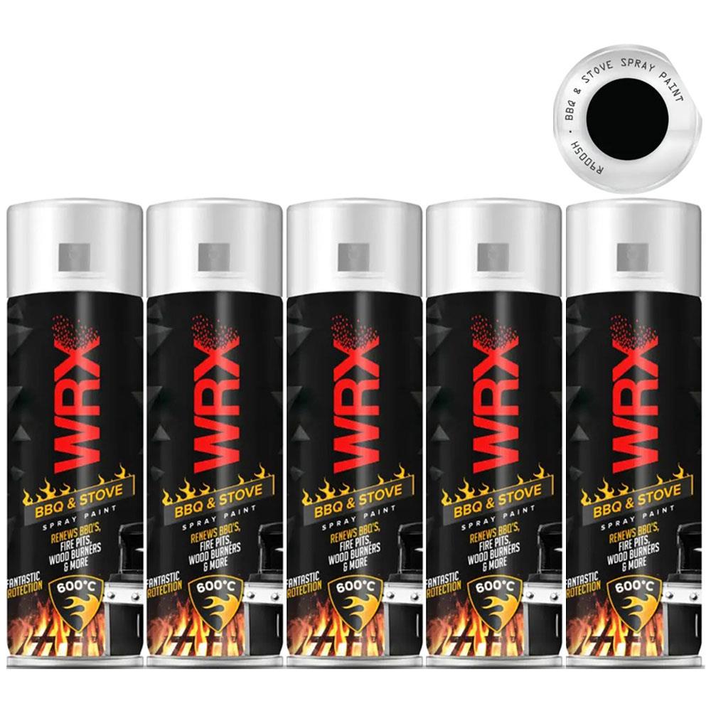 5X WRX Matt Black High Temperatures Bbq & Stove Spray Paint 400ml Spray Paint