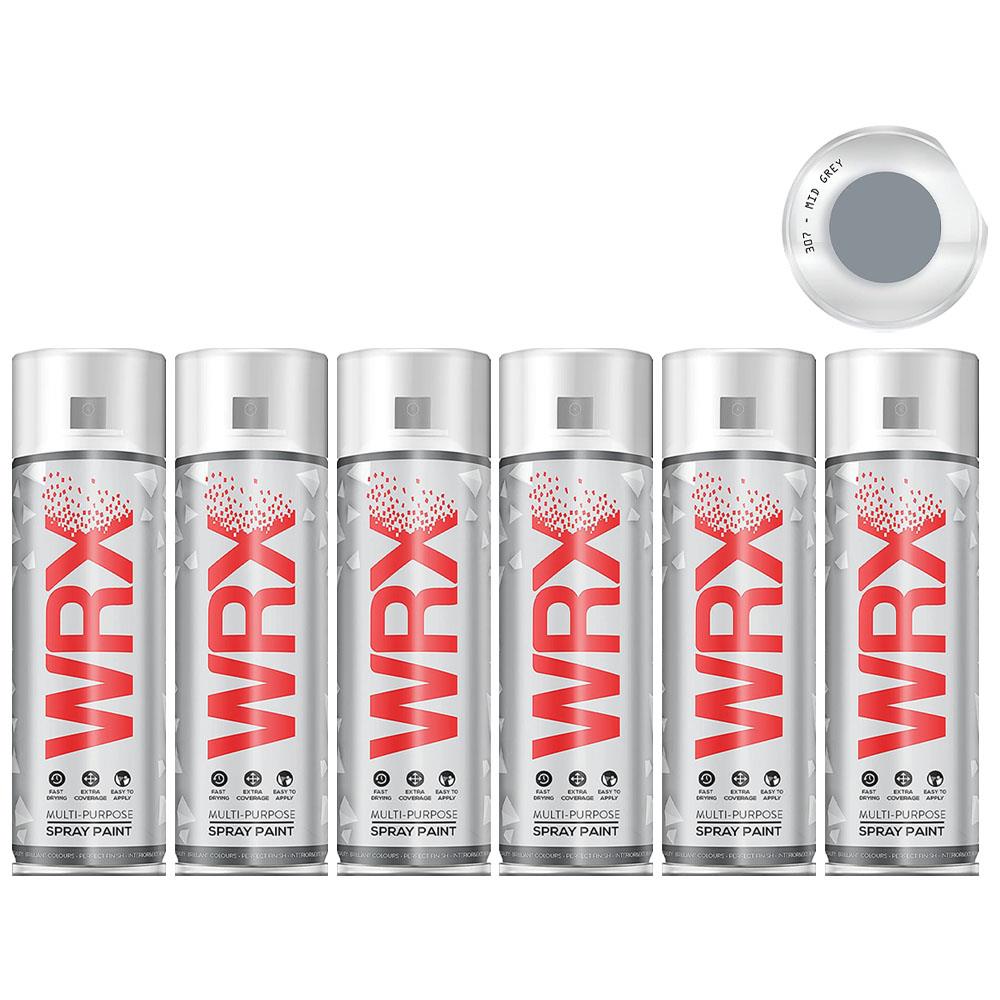6X WRX Mid Grey Spray Paint Acrylic 400ml Spray Paint