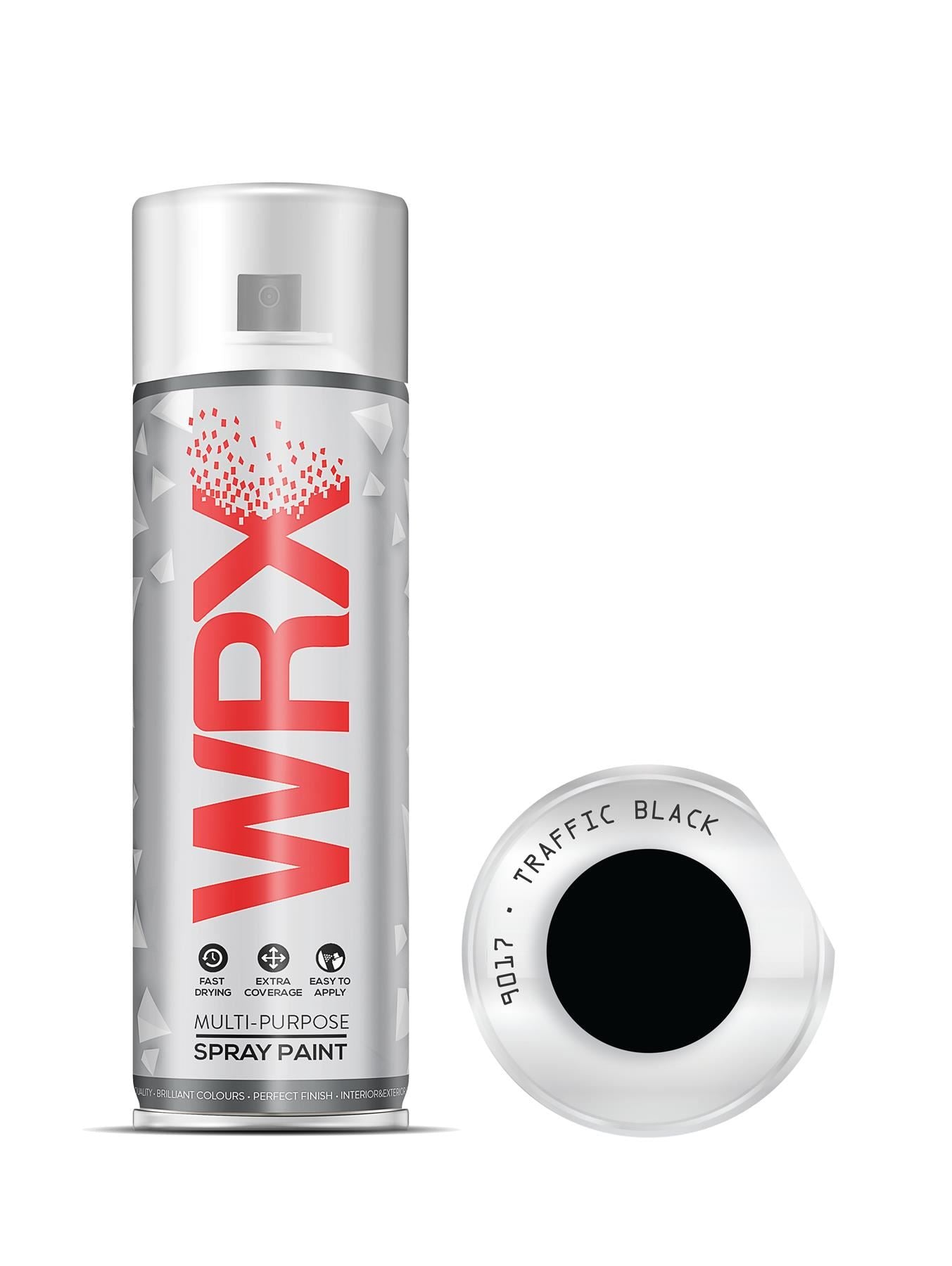 WRX traffic black spray paint 400ml can featuring multi-purpose use for various projects
