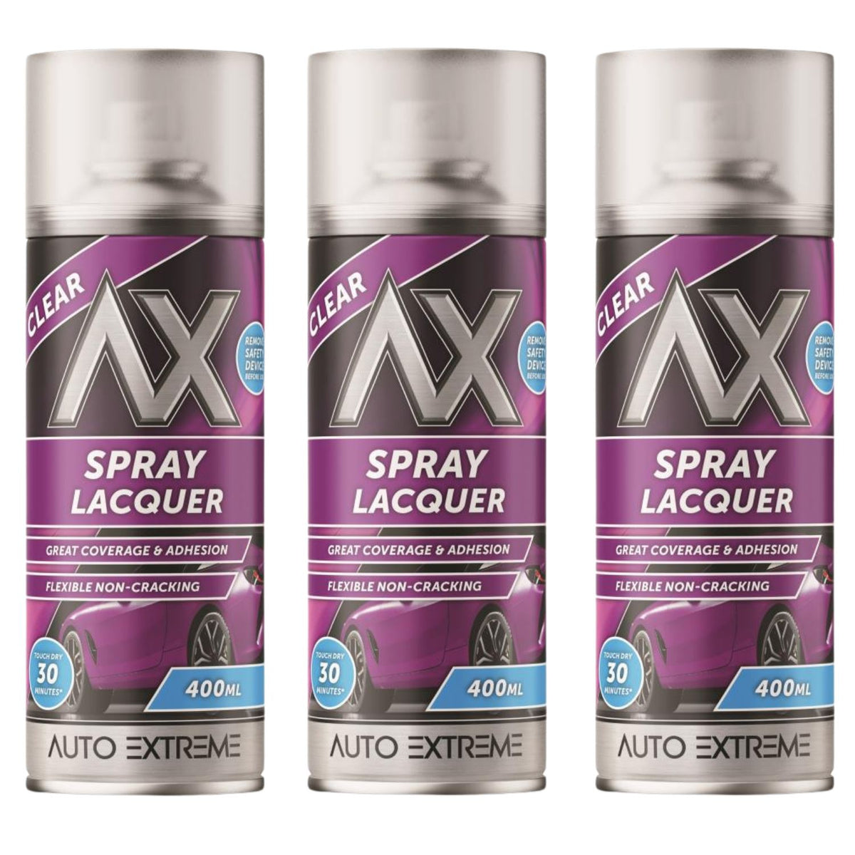 3X Auto Extreme Clear Lacquer Spray 400ml